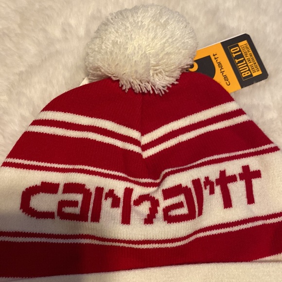 Carhartt beanie red and cream hat - Picture 4 of 5